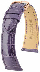 Кожена каишка Hirsch London L 04307084-7, лилав, алигаторска кожа, дължина L, Quick Release