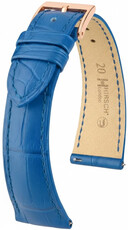 Кожена каишка Hirsch London L 04307085-7, синя, алигаторска кожа, дължина L, Quick Release