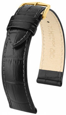 Кожена каишка Hirsch Duke 01028150OE-1, черна, телешка кожа, open end (за фиксирани щифтове), дължина M
