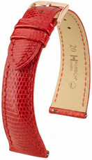 Кожена каишка Hirsch London 04266120-7, червено, кожа на гущер, Quick Release