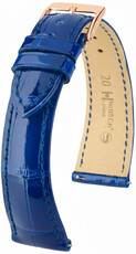 кожена каишка Hirsch London L 04207082-7, син, алигаторска кожа, дължина L, Quick Release