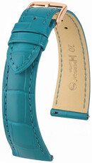 Кожена каишка Hirsch London L 04207083-7, синя, алигаторска кожа, дължина L, Quick Release