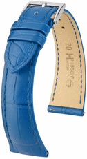 Кожена каишка Hirsch London L 04207085-2, синя, алигаторска кожа, дължина L, Quick Release