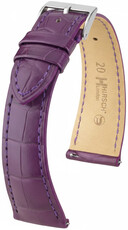 Кожена каишка Hirsch London L 04207086-2, лилава, алигаторова кожа, дължина L, Quick Release