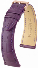 Кожена каишка Hirsch London L 04207086-7, лилава, алигаторова кожа, дължина L, Quick Release