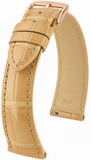 кожена каишка Hirsch London L 04207090-7, бежова, алигаторска кожа, дължина L, Quick Release
