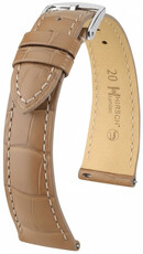 кожена каишка Hirsch London L 04207099-2, бежова, алигаторска кожа, дължина L, Quick Release