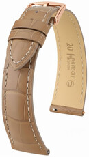 кожена каишка Hirsch London L 04207099-7, бежова, алигаторска кожа, дължина L, Quick Release