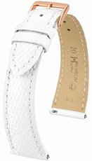 Кожена каишка Hirsch London L 04266000-7, бяла, гущерска кожа, дължина L, Quick Release
