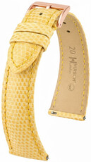 Кожена каишка Hirsch London L 04266073-7, жълта, гущерска кожа, дължина L, Quick Release