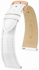 Кожена каишка Hirsch London L 04307000-7, бяла, алигаторова кожа, дължина L, Quick Release
