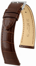 кожена каишка Hirsch London L 04307010-2, кафява, алигаторска кожа, дължина L, Quick Release