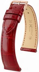 Кожена каишка Hirsch London L 04307020-7, червена, алигаторова кожа, дължина L, Quick Release