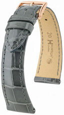 Кожена каишка Hirsch London L 04307030-7, сива, алигаторска кожа, дължина L, Quick Release
