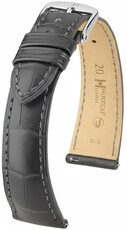 Кожена каишка Hirsch London L 04307039-2, сива, алигаторска кожа, дължина L, Quick Release