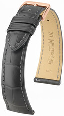 кожена каишка Hirsch London L 04307039-7, сива, алигаторска кожа, дължина L, Quick Release