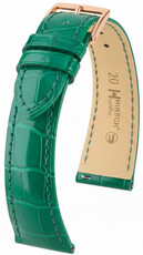 Кожена каишка Hirsch London L 04307040-7, зелена, алигаторска кожа, дължина L, Quick Release