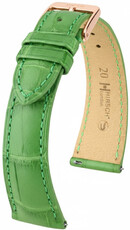 Кожена каишка Hirsch London L 04307042-7, зелена, алигаторска кожа, дължина L, Quick Release