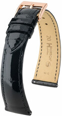 Кожена каишка Hirsch London L 04307050-7, черна, алигаторова кожа, дължина L, Quick Release
