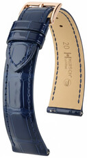 Кожена каишка Hirsch London L 04307080-7, синя, алигаторска кожа, дължина L, Quick Release