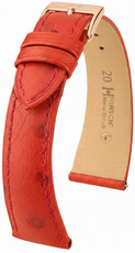 Кожена каишка Hirsch Massai Ostrich 04262120-7, червено, щраусова кожа, Quick Release