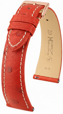 Кожена каишка Hirsch Massai Ostrich 04262121-7, червено, щраусова кожа, Quick Release