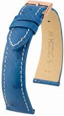 Кожена каишка Hirsch Massai Ostrich 04262184-7, син, щраусова кожа, Quick Release