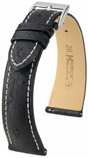 Кожена каишка Hirsch Massai Ostrich L 04262051-2, черна, щраусова кожа, дължина L, Quick Release