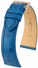 Кожена каишка Hirsch Massai Ostrich L 04262085-7, синя, щраусова кожа, дължина L, Quick Release