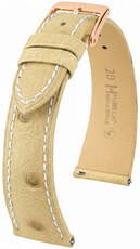 Кожена каишка Hirsch Massai Ostrich L 04262091-7, бежов, страусова кожа, дължина L, Quick Release