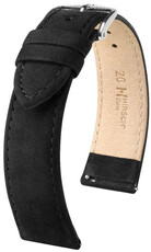 кожена каишка Hirsch Osiris Nubuk L 03433050-2, черна, телешка кожа, дължина L, Quick Release