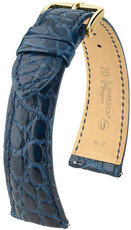 Кожена каишка Hirsch Regent L 04107089-1, синя, алигаторска кожа, дължина L, Quick Release