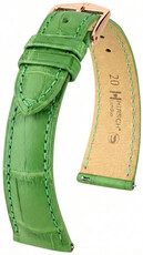 Кожена каишка Hirsch London L 04207042-7, зелена, алигаторска кожа, дължина L, Quick Release