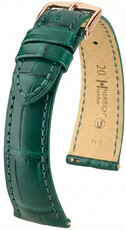Кожена каишка Hirsch London L 04207049-7, зелена, алигаторска кожа, дължина L, Quick Release