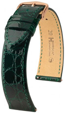 Кожена каишка Hirsch Genuine Croco 01808140-7, зелен, крокодилска кожа, Quick Release