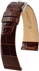 кожена каишка Hirsch Prestige L 02207010-2, кафява, алигаторска кожа, дължина L, Quick Release