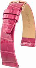 Кожена каишка Hirsch Prestige L 02207024-7, розова, алигаторска кожа, дължина L, Quick Release