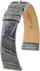 Кожена каишка Hirsch Prestige L 02207030-2, сива, алигаторска кожа, дължина L, Quick Release