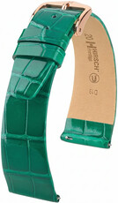 Кожена каишка Hirsch Prestige L 02207040-7, зелена, алигаторска кожа, дължина L, Quick Release