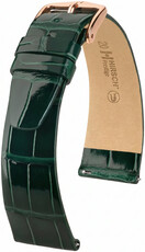 Кожена каишка Hirsch Prestige L 02207041-7, зелена, алигаторска кожа, дължина L, Quick Release