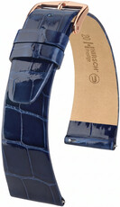 Кожена каишка Hirsch Prestige L 02207080-7, син, алигаторска кожа, дължина L, Quick Release