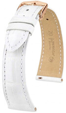 Кожена каишка Hirsch London L 04207009-7, бяла, алигаторска кожа, дължина L, Quick Release
