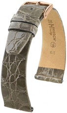 Кожена каишка Hirsch Prestige 02308130-7, сив, крокодилска кожа, Quick Release