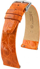 Кожена каишка Hirsch Prestige L 02208076-2, оранжева, крокодилска кожа, дължина L, Quick Release