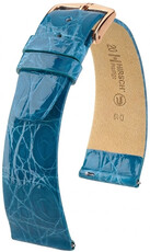 Кожена каишка Hirsch Prestige L 02208083-7, синя, крокодилска кожа, дължина L, Quick Release