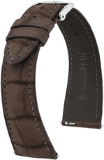 Кожена каишка Hirsch London Nubuk L 04277010-2, кафява, алигаторска кожа, дължина L, Quick Release