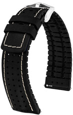 Кожена каишка Hirsch Tiger L 0915002050-2, черна, телешка кожа, дължина L, Quick Release