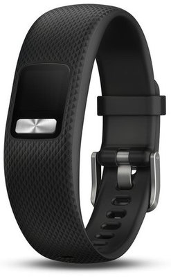 Каишка Garmin Vívofit 4, силиконова, черна, сребърна катарама, L