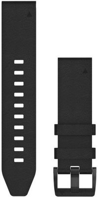 Каишка Garmin QuickFit 22 мм, кожена, черна, черна катарама (Fenix 7/6/5, Epix 2 и др.)