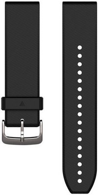 Garmin QuickFit каишка 22 мм, силиконова, черна, сребърна катарама (Fenix 7/6/5, Epix 2 и др.)